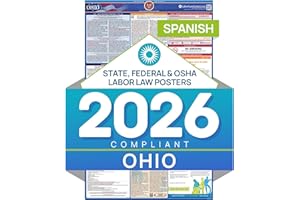 LABOR LAW CENTER 2026 Ohio Labor Law Poster – State & Federal Compliance in Spanish – OSHA, EEOC, FMLA, Minimum Wage – Durable, Laminated & Waterproof Workplace Employment Poster – Made in USA – 26” x 39.5”