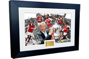 KITBAGS & LOCKERS Arsene Wenger CELEBRATION 12x8 A4 Signed Arsenal - Thierry Henry- Patrick Vieira- Dennis Bergkamp- Ian Wright - Theo Walcott - Autographed Photo Photograph Picture Frame Soccer Gift