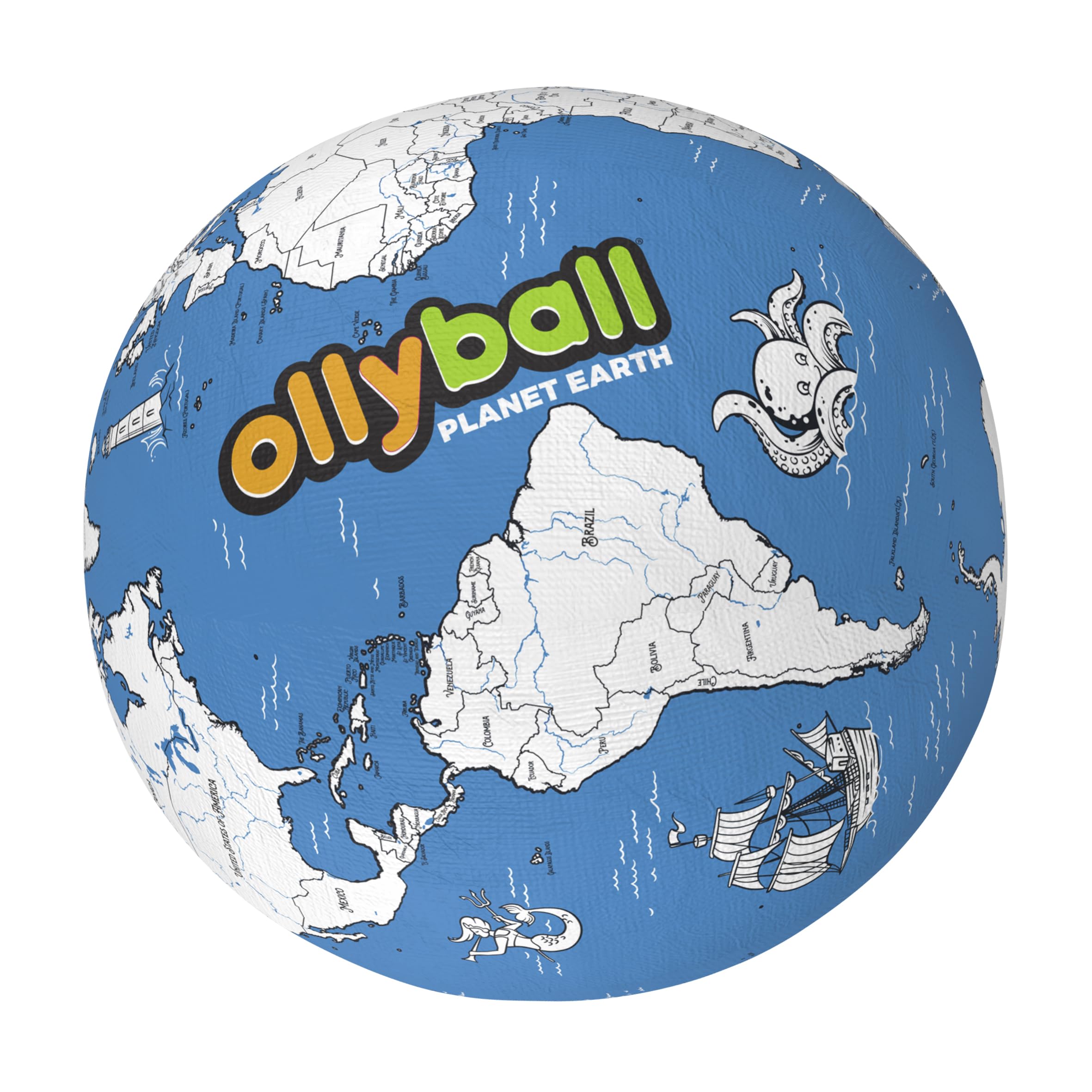 Ollyball Planet Earth, The Ultimate Giant Indoor Play Ball, Jumbo Sized 22 Inch Colourable Ball, Suitable for Indoor and Outdoor Play, Educational Toy