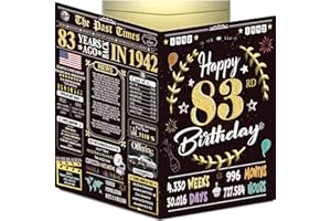 BACK2TIME 83rd Birthday Card for Women Men - Back In 1942 Black & Gold - 83 Happy BIRTHDAY card - 83 rd birthday gift for Her Him - JUMBO size - 83rd birthday decorations Dad Mom - Best gifts for 83 year old