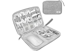 Lcsmaokin Electronics Organizer Travel Case,Electronic Accessories Storage Bag,Portable Waterproof Cable Organizer Bag,Travel Cord Organizer Bag for Small Charging Cord Storage,Cables,SD Card (Grey)