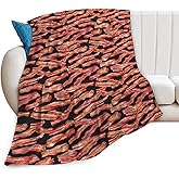 Funny Bacon Blanket, Food Throw Blanket, Meat Fleece Cozy Flannel Soft Cozy Blankets Gifts for Lovers Kids Teens Women Men Girls Boys 40"X50"