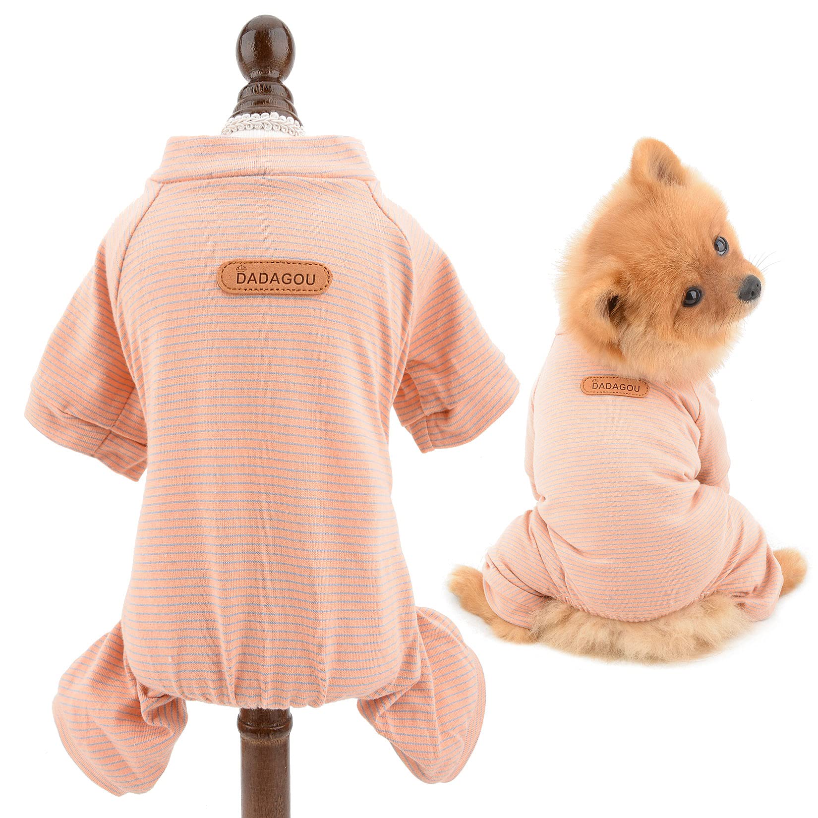 SMALLLEE_LUCKY_STORE Pet Striped Cotton Pajamas Pjs for Small Dogs Cats Puppy Pyjamas Jumpsuit Bodysuit Indoor Jumper Shirt with legs Yorkie Chihuahua Clothes