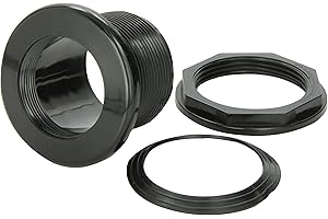 LIFEGARD Aquatics Standard Threaded Bulkhead Kit for Fish Aquariums – High-Impact Resistant PVC – Includes Bulkhead Fitting, Gasket, Lock Nut – Jet Black – 2 Inch