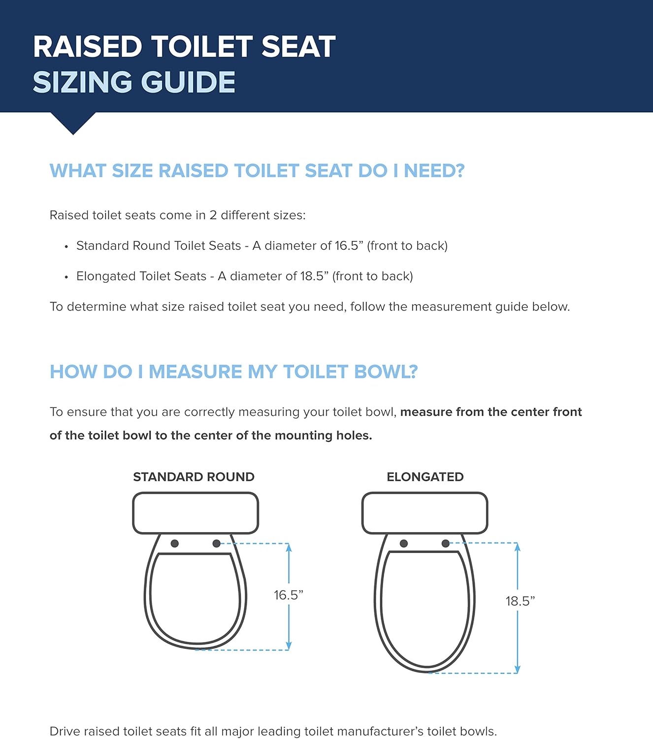 Drive Medical Hinged Toilet Seat Riser, Standard Seat, White: Health & Personal Care