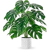 Der Rose Artificial Plants Indoor Large 28'' Fake Monstera Faux Potted Plants Indoor Tall for Home Farmhouse Bedroom Living Room Decor