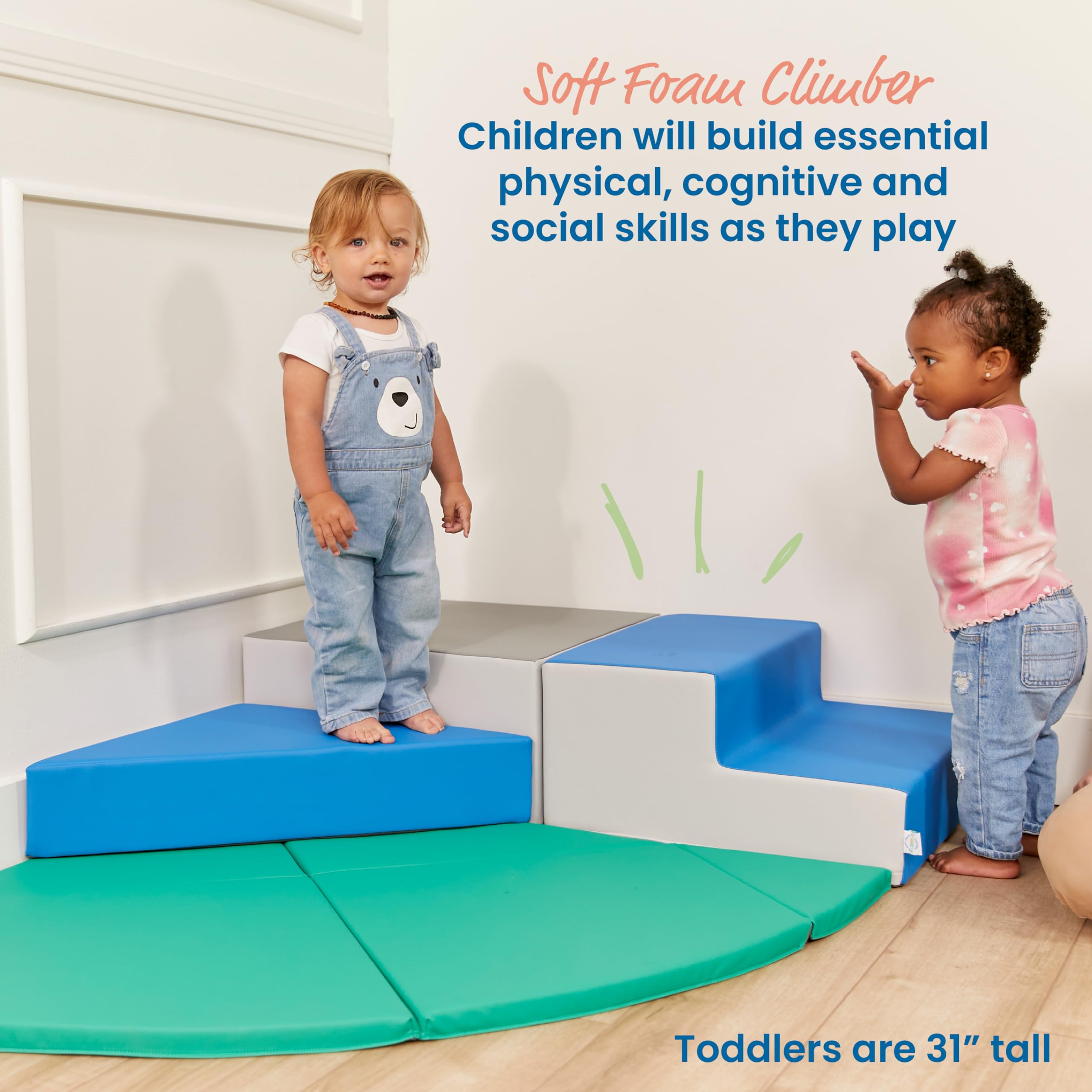 ECR4Kids SoftZone Adventurer's Summit Step, Corner Climber, Contemporary, 4-Piece