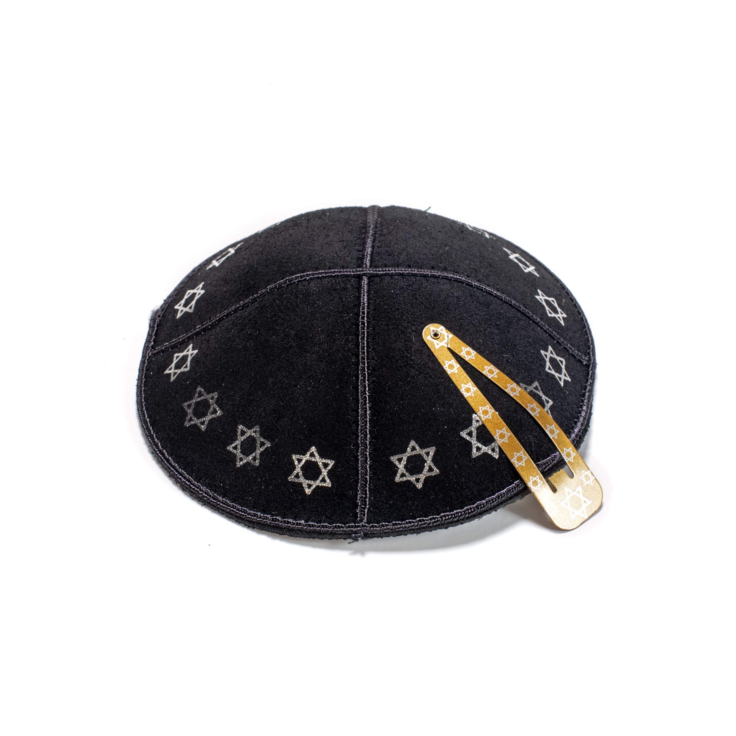 JL Kippha'sBlack and Silver Leather Kippah Yarmulke Jewish Yamaka Kippa Israel Cap Judaica, Black, 19cm