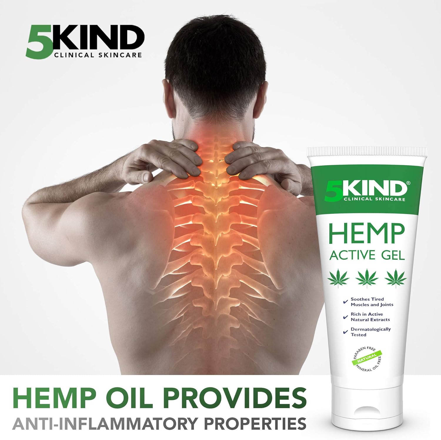5kind Hemp Active Gel 100ml, High Strength Formula, Natural Hemp Massage Gel for Back Muscles, Feet, Knees, Neck & Shoulders - Image 4
