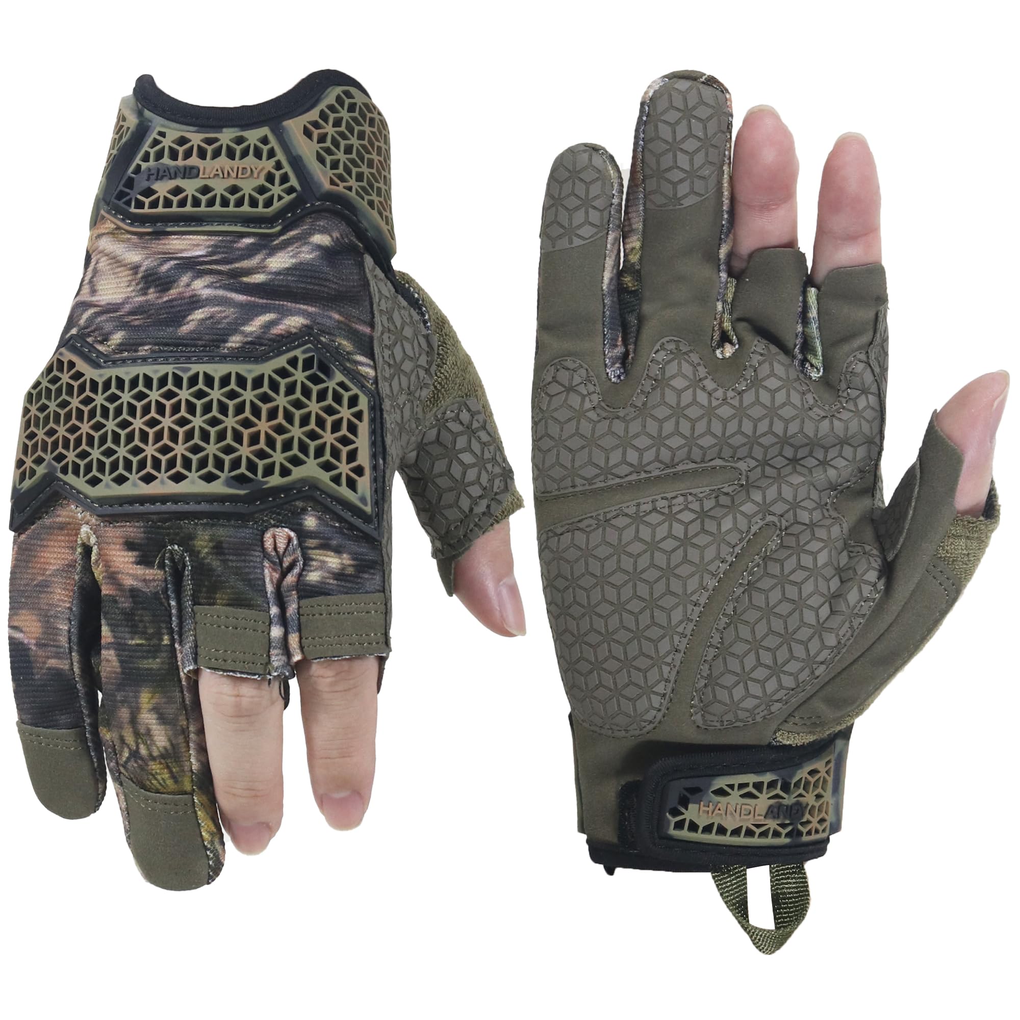 HLDD HANDLANDY Work Gloves Men - 3 Fingerless Work Gloves for Driving, Cycling, Motorcycle, Climbing, Outdoor Work