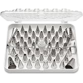 Ateco 783-55 Piece Cake Decorating Set, Includes 52 Stainless Steel Tubes, 1 Standard Coupler, 2 Flower Nails in Hinged Storage Box