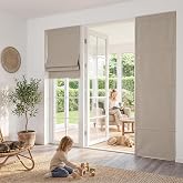 NICETOWN 100% Blackout Roman Shade for Doors, W24 x L72 in, Cordless French Door Curtain with Adhesive Top &amp; Magnetic Lift, Privacy &amp; Thermal Window Shade for Living Room Kitchen, 1 PC, Beige