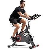Sunny Health & Fitness Magnetic Exercise Bike, 44LB Flywheel & 300LB Weight Capacity for Intensive Home Workout, Indoor Cardio Training w/4-Way Adjustable Seat, Optional Free SunnyFit App Connection