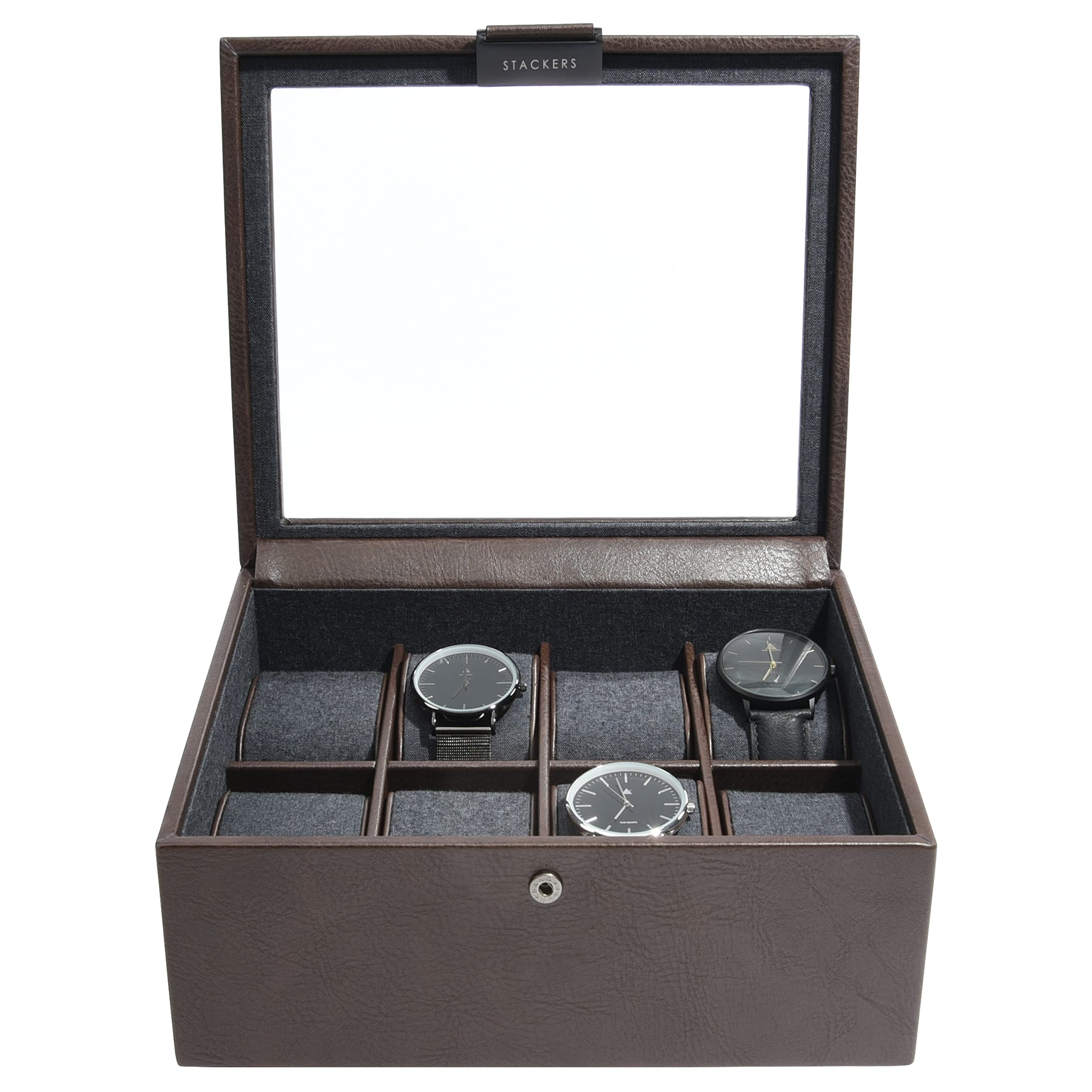 Stackers Mens Brown 8 Piece Watch Box