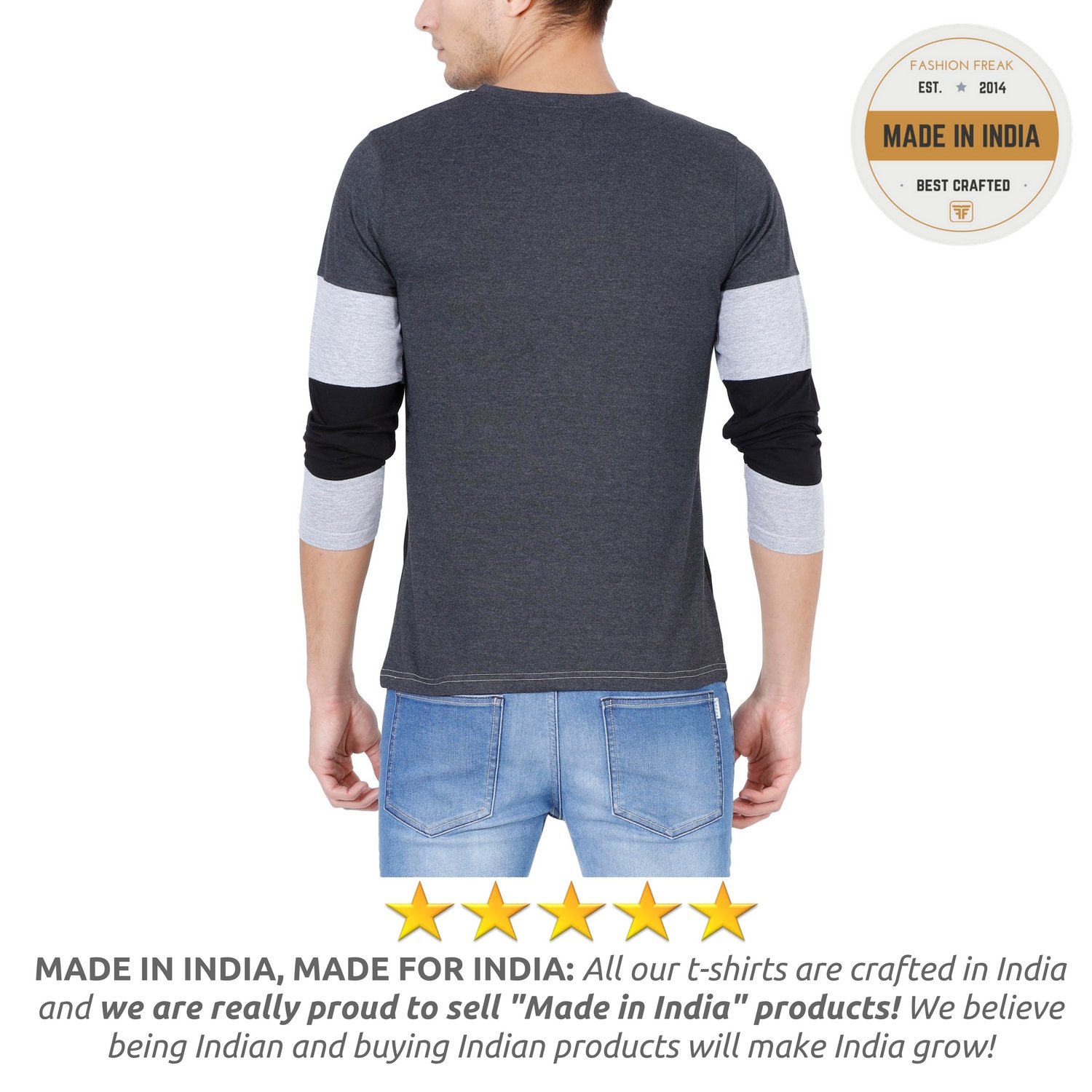 fashion freak full sleeve t shirt for men stylish tri colour (ff002)