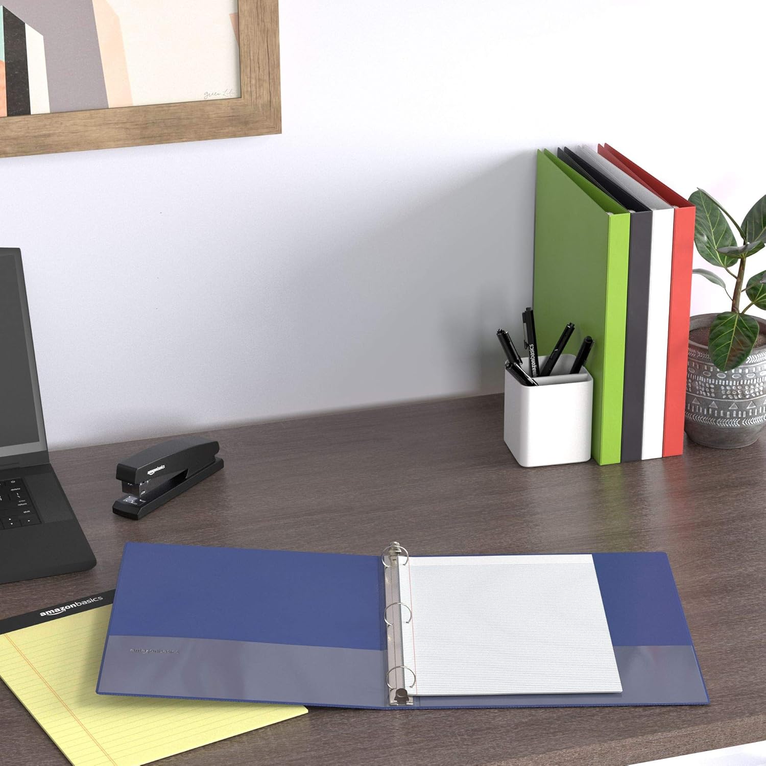  Basics 1/2 Inch, 3 Ring Binder, Round Ring, Customizable View Binder, White, 6-Pack : Office Products