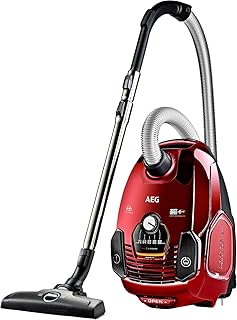 AEG VX7-2-CRAK Staubsauger mit Beutel (Ideal für Haustierbesitzer, nur 70 db(A), 360° Softräder, inkl. Zusatzdüsen, waschbarer Filter, 650 Watt, 12 m Aktionsradius, neue technische Version, rot)