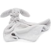 Jellycat Bashful Grey Bunny Soother, 13.5 inches - Security Blanket and Lovey for Babies - Baby Gift