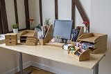 Osco Bamboo Desk Organiser 6 Compartments 1 Drawer - Natural Wood view 3