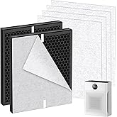 PR1 Replacement Filter for Mooka PR1 Air Purifier for Home Large Room up to 2200sq.ft, 2 Pack 3-in-1 H13 True HEPA Activated Carbon, with 4 Pcs Washable Filter for Pets