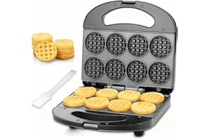 FineMade Mini Waffle Maker Machine, Small Waffle Bites Maker for Kids, Makes 8 x 2” Tiny Waffle Bites, Ideal for Breakfast, S
