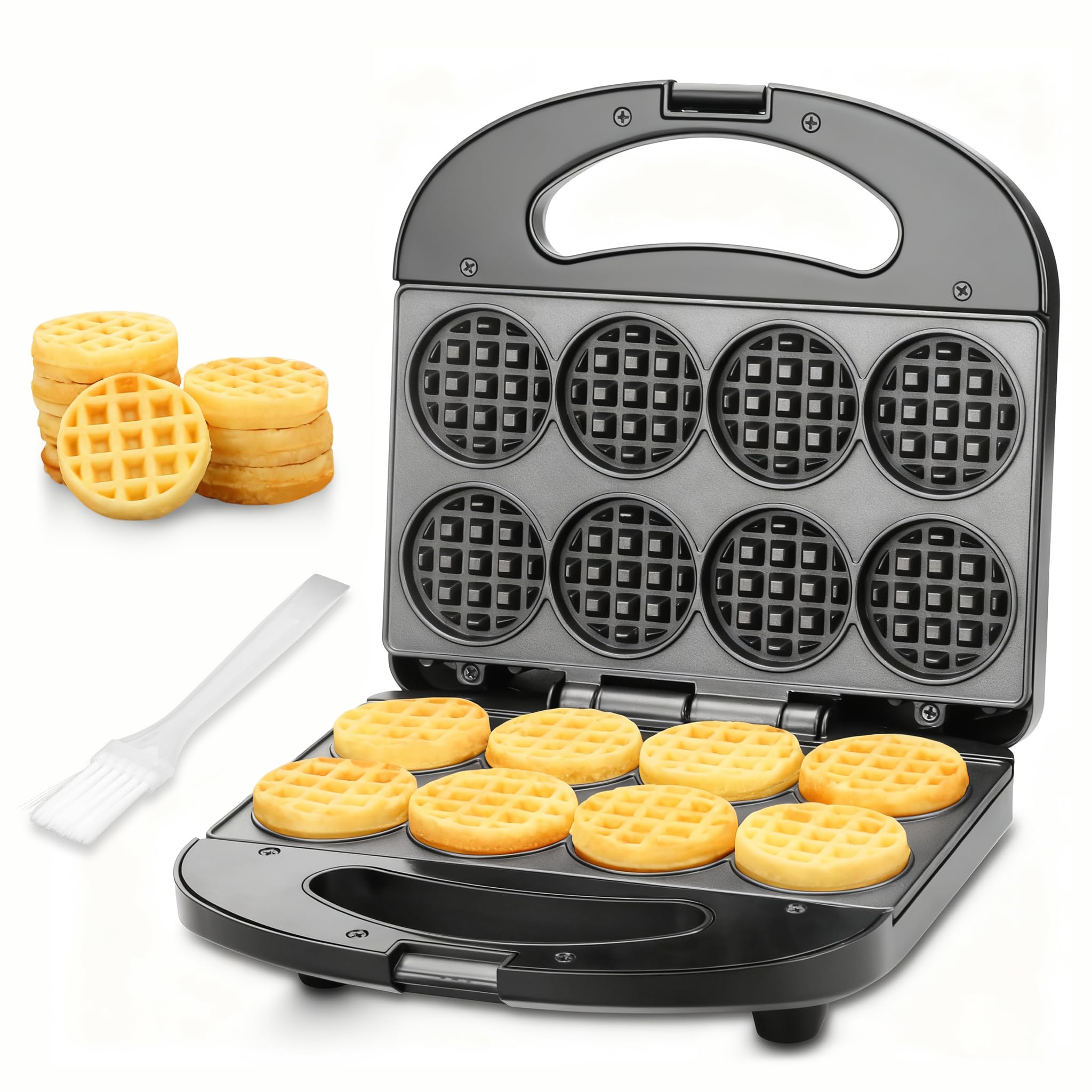 Photo 1 of FineMade Mini Waffle Maker, Mini Waffle Iron, Waflera Electrica, Small Waffle Maker for Kids, Baby wafflera, Makes 8×2" Tiny Waffle Bites, Non-stick Surface, Ideal for Breakfast, Dessert and Snacks