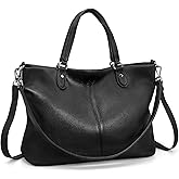 befen Soft Genuine Leather Tote Bag for Women with Zipper, Real Leather Shoulder Purse with Top Handle & Crossbody Strap