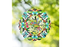 DKJOCKY Hummingbird Metal Wind Spinners - Hummingbird Gifts for Women Mom Grandma Wife, Hanging Wind Spinner for Outdoor & Indoor Decorations, 12 inch for Ornament