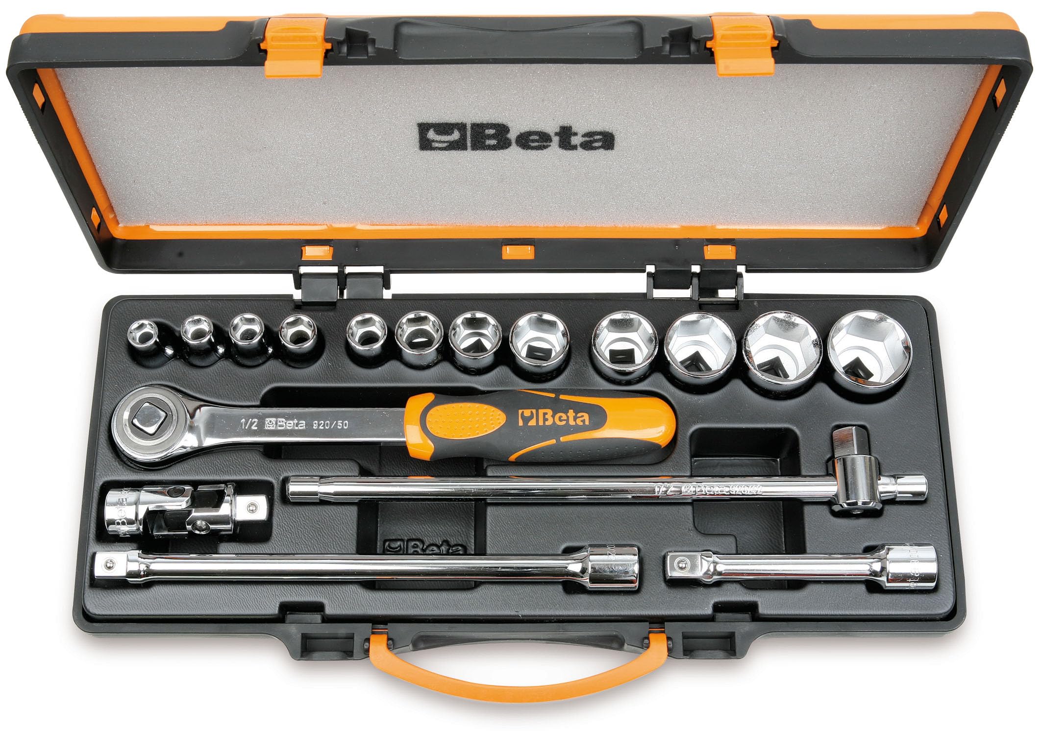 Beta 9200931 Model 920 A/C12 Hexagon Sockets and 5 Accessories, 10-32mm, 1/2 Drive, 12 Pieces