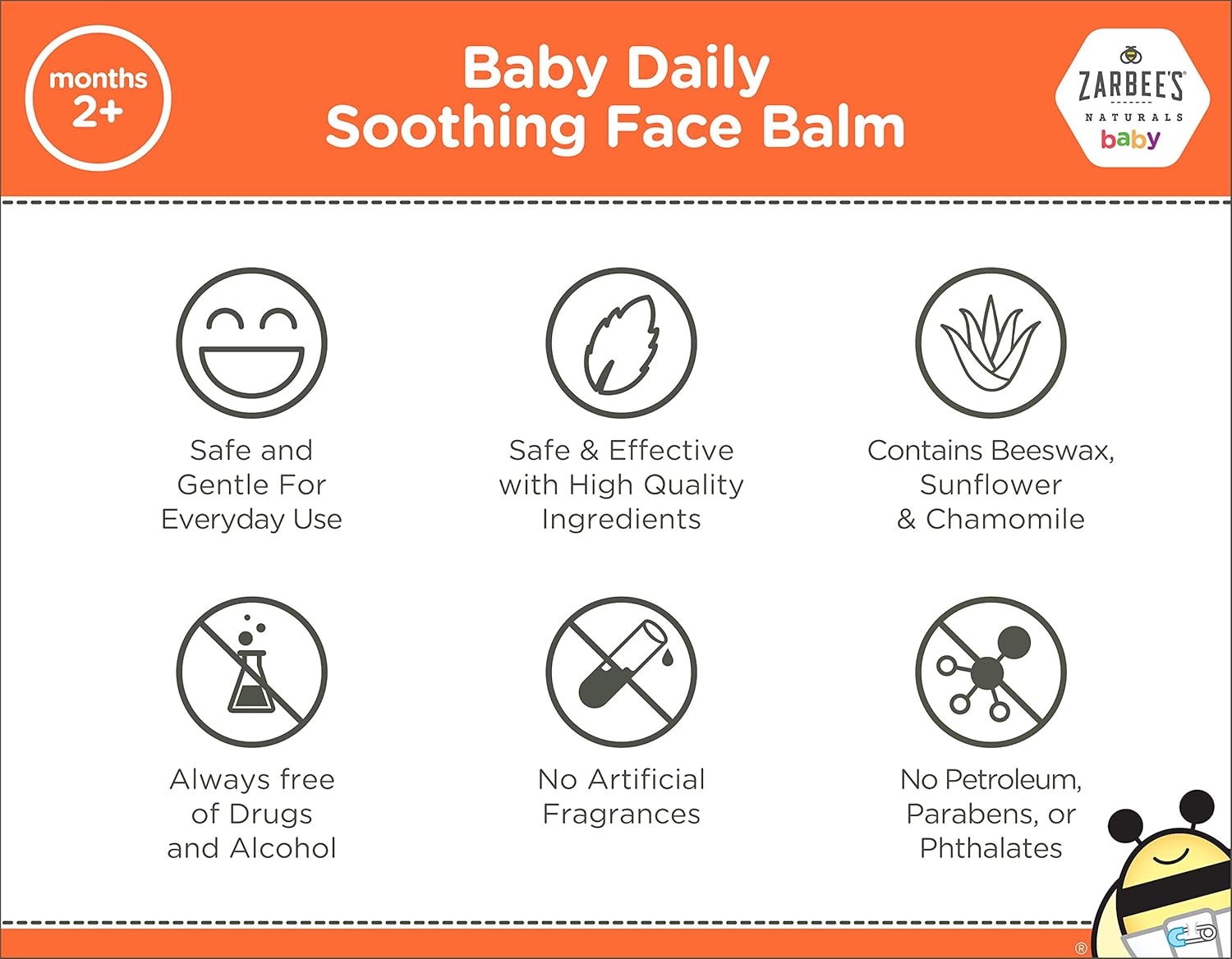 Zarbee's Naturals Baby Soothing Face Balm, 1.75 Ounces, with Beeswax, Sunflower & Chamomile: Health & Personal Care