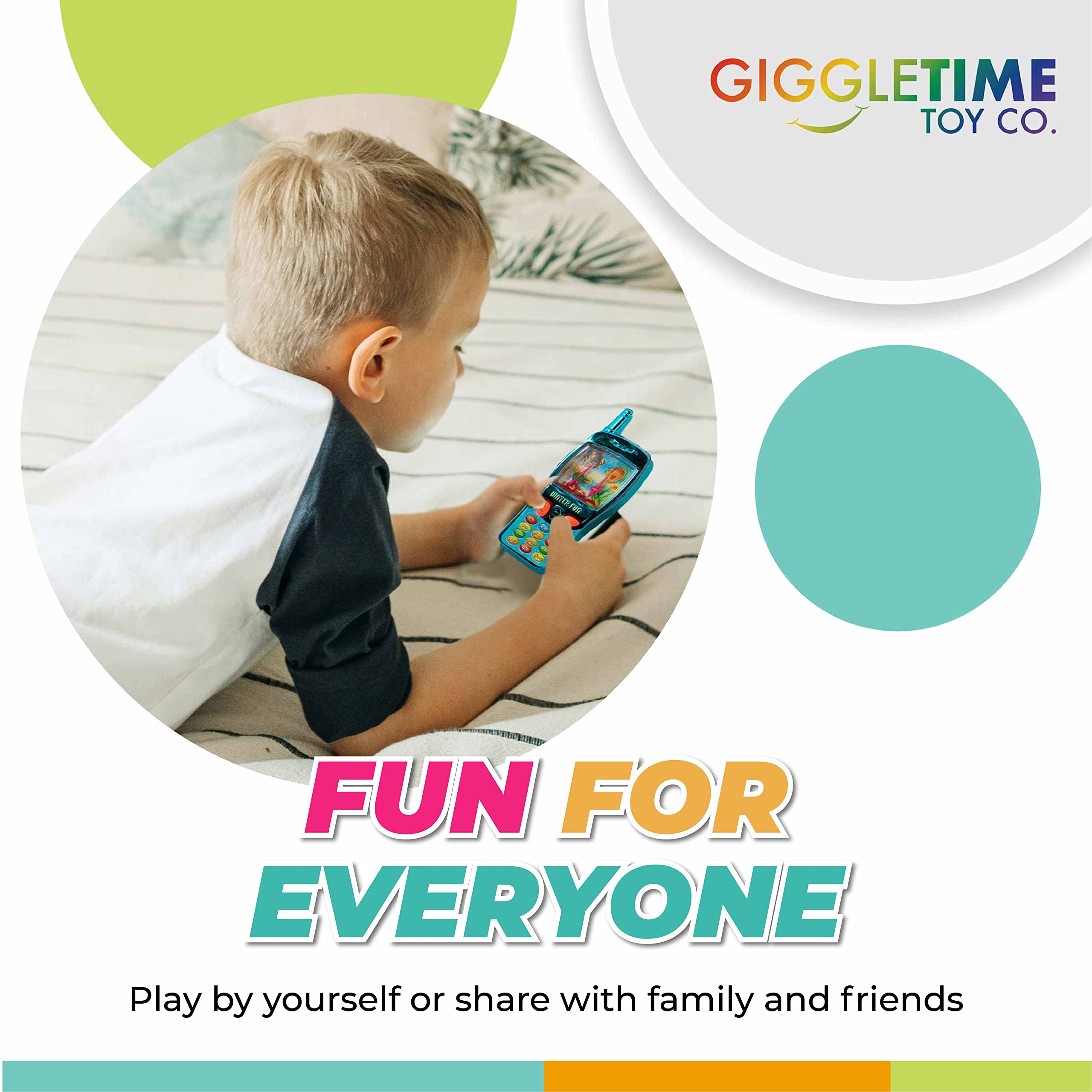 Giggle Time Cellphone Water Game (12) Pieces - Water Ring Toss Handheld Games for Kids, Water Games for Kids, 90s Games, Party Favors, Piñata Stuffer, Carnival Prize, Back to School Supplies - 4 in