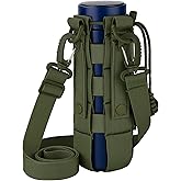 bvya Adjustable Tactical Water Bottle Holder Pouch, Drawstring Top Closure Sports Bottle Pouch with Shoulder Strap