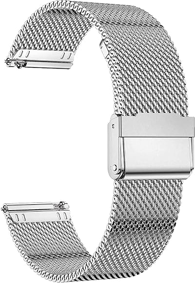 MUENShop 22mm Stainless Steel Watch Strap Quick Release Black Loop for Samsung