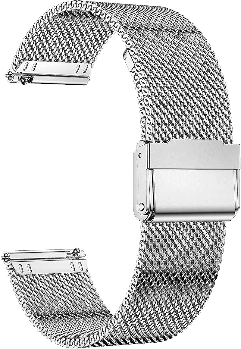 MUENShop 22mm Stainless Steel Watch Strap Quick Release Black Loop for Samsung