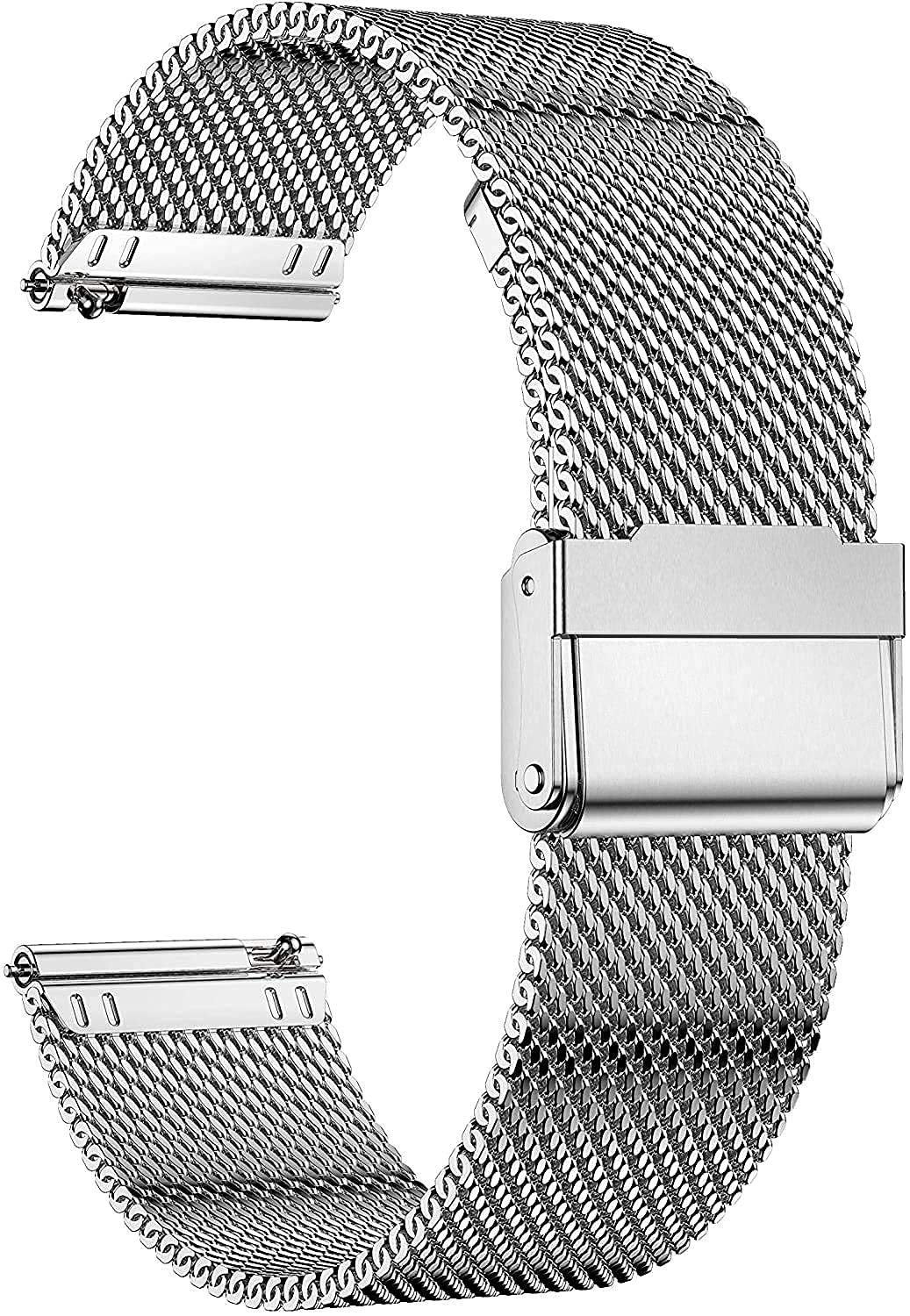 MUENShop 22mm Watch Strap Quick Release Stainless Steel Black Loop Compatible for Samsung Galaxy watch 3 45mm HUAWEI GT 2/3/4 46mm Watch Band