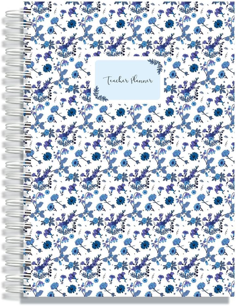 Teacher Planner 2026-2027 by Pirongs A4 6 Lesson - Blue Flower Edition