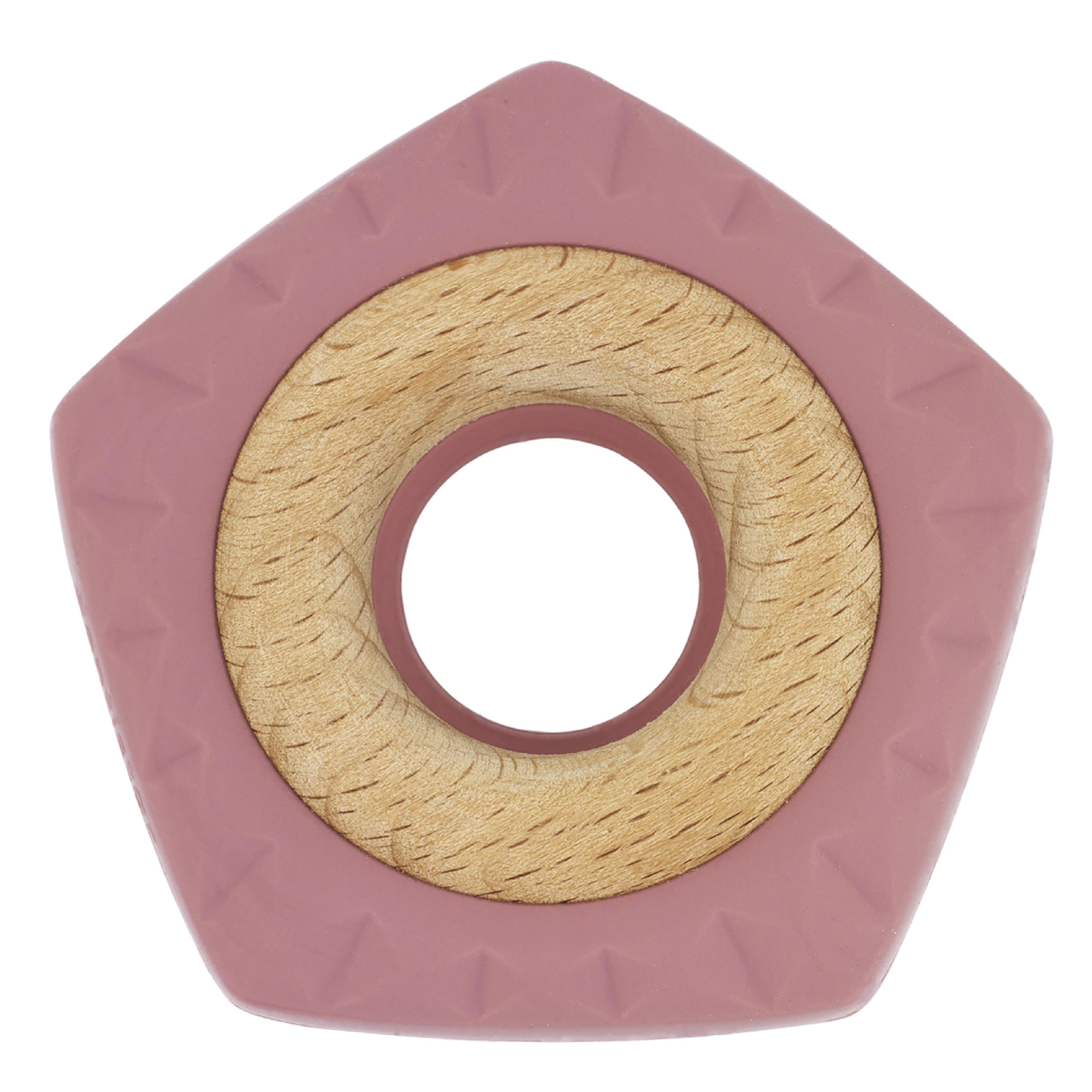Dentistar Pentastar - Silicone and Wood Teether - for Babies from 3 Months - BPA-Free - Pink