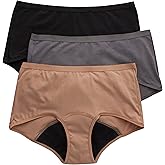 Hanes Women's Period Underwear Pack, 3-Pack, Comfort, Period. Moderate Leaks Period Panties, Odor Protection