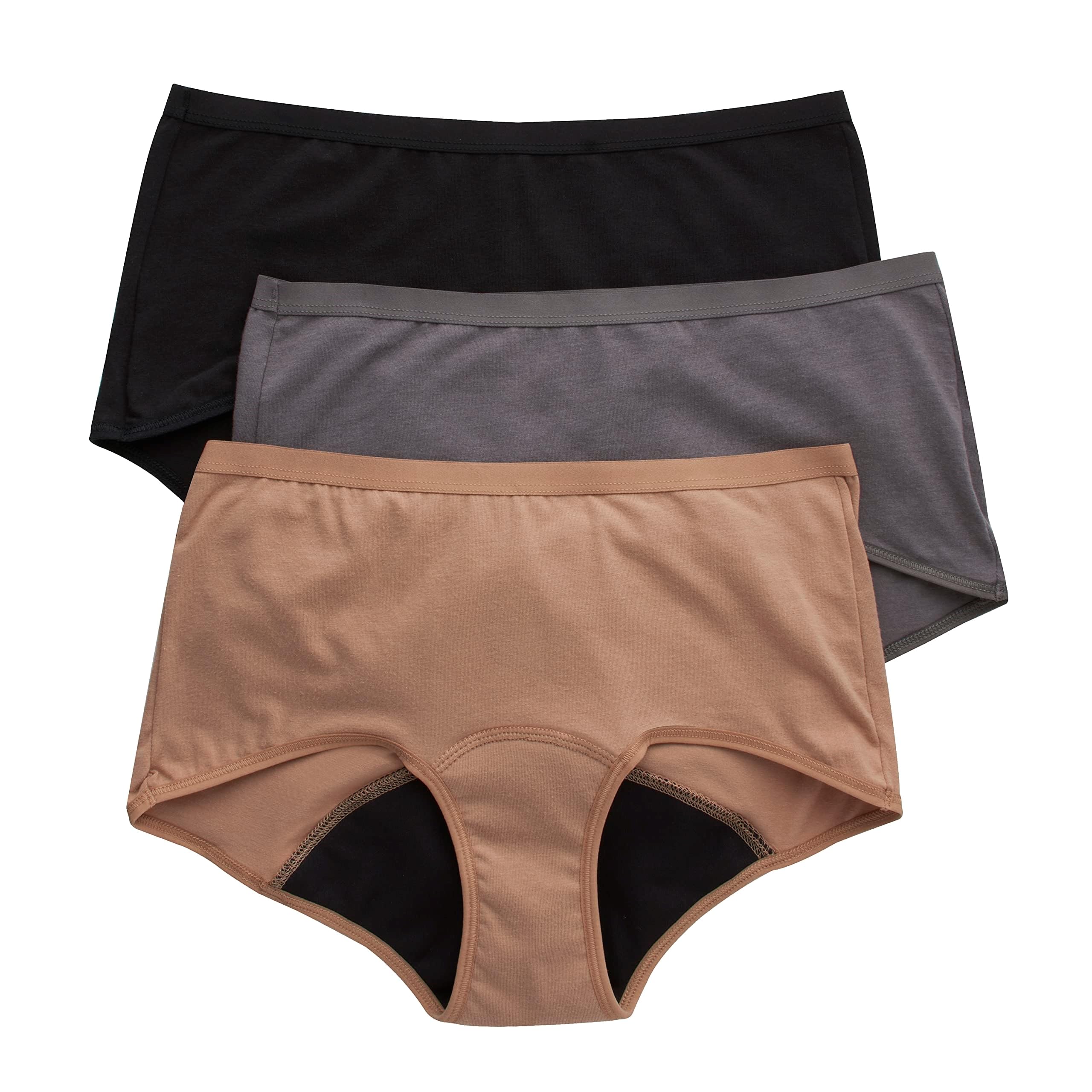 Photo 1 of Hanes Women's Comfort, Period. Moderate Leaks Period Underwear, Moderate Protection, 3-Pack (Colors May Vary)