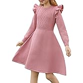 Dresses for Teens Long Sleeve Sweater Dress Size 14 Fall Winter Knit Pullover Formal Outfits Pink