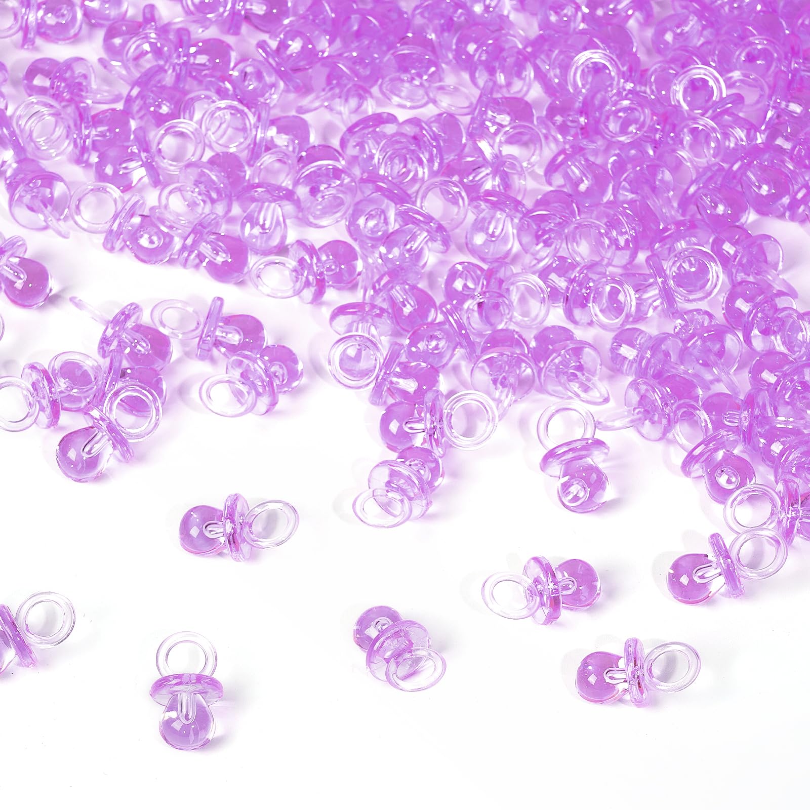 Photo 1 of 200 Pieces 0.86 Inch Baby Pacifier Baby Shower Plastic Pacifier for Baby Shower Pacifier, Baby Shower Gender Show Party Decoration DIY Birthday Party Gift (Purple)