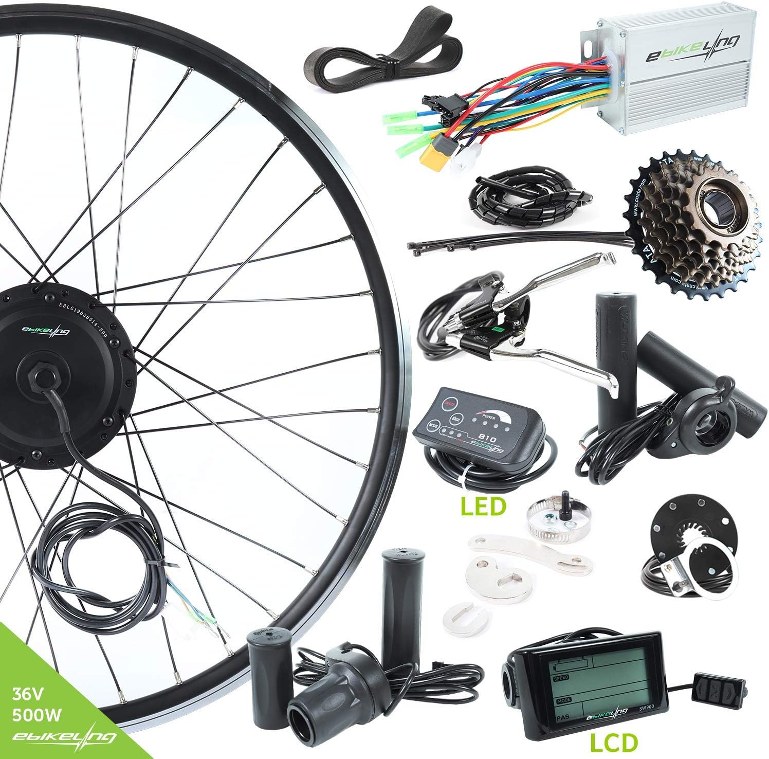 EBIKELING 36V 500W 700C Geared Front Or Rear Electric Bicycle Conversion Kit