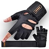 JOBGAIN Workout Gloves for Men and Women, Gym Weight Lifting Padded Gloves with Wrist Wrap Support, Full Palm Protection & Extra Grips, for Weightlifting, Exercise, Cross Training, Fitness, Pull-Up