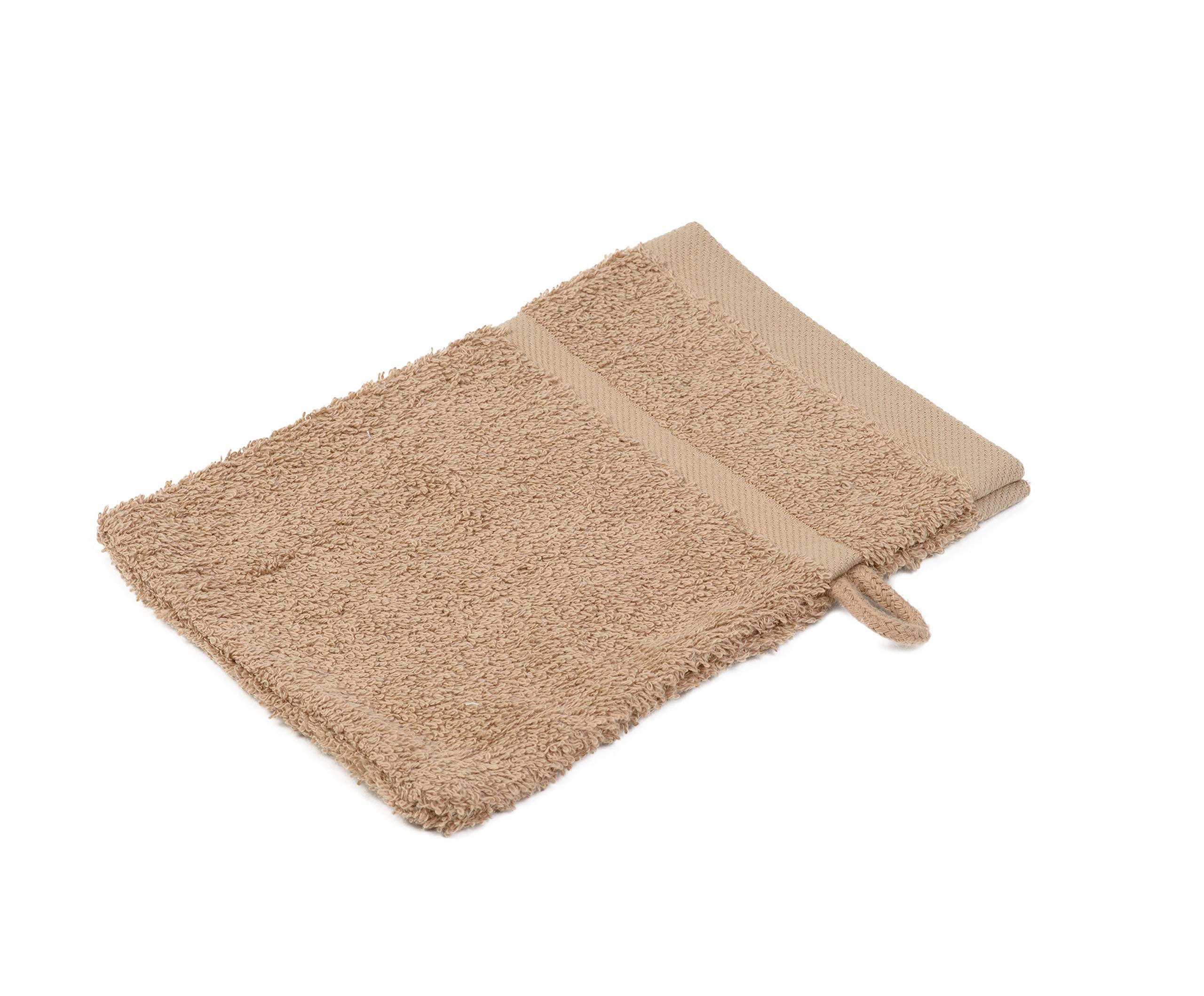 Gözze - Bath/Shower Glove/Mitt, Set of 4, Soft and Absorbent, 100% Cotton, 16 x 21 cm - Cappuccino — image 1