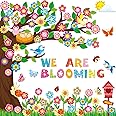 Pajean 161 Pcs Spring Bulletin Board Decorations Spring Classroom Tree Bulletin Board Colorful Flowers Butterfly Leaf Bird We are Blooming Cutouts for Back to School Classroom Home Party Decor