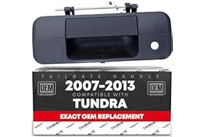 T1A Tailgate Handle Assembly Replacement, Upgraded Metal - Compatible with 2007-2013 Toyota Tundra - Liftgate Latch Handle, Textured Black No Camera Hole - OEM 69090-0C040, 81213, TO1915113