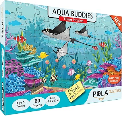 Pola Puzzles Aqua Buddies 60 Pieces Tiling Puzzles (Jigsaw Puzzles, Puzzles for Kids, Floor Puzzles), Puzzles for Kids Age 5 Years and Above. Size: 37 cm X 24 cm (Aqua Buddies)