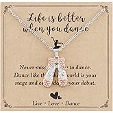 Kivosliviz Ballerina Gifts for Little Dancer Student Women Dance Teacher Jewelry Ballet Necklace