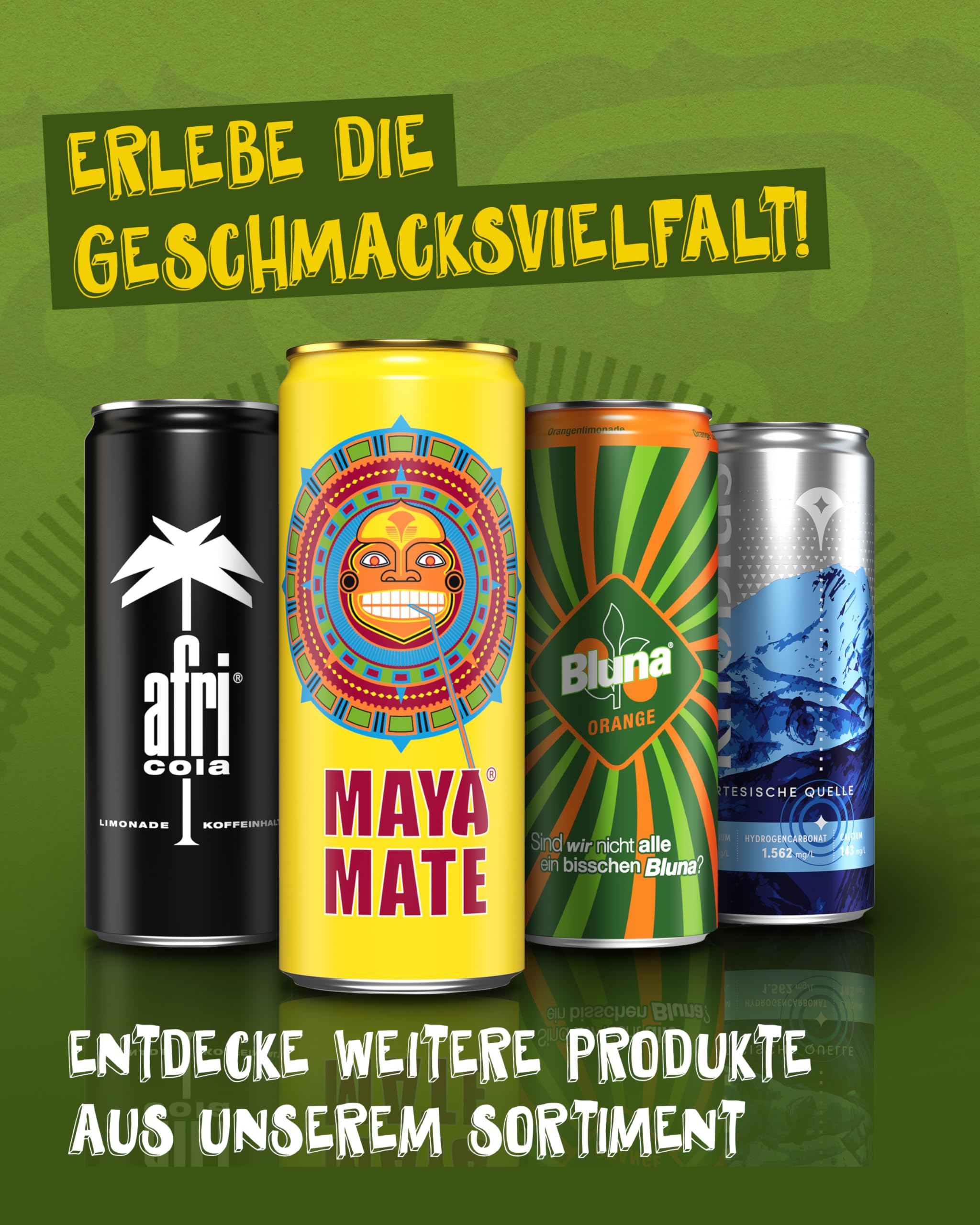 Maya Mate – Mate-Drink natürlicher Energy Drink 24 x 330 ml Dosen – Softdrink mit herb-frischem Mate-Geschmack mit 21,5 mg Koffein pro 100 ml – Belebendes Erfrischungsgetränk im stylischen Design 6