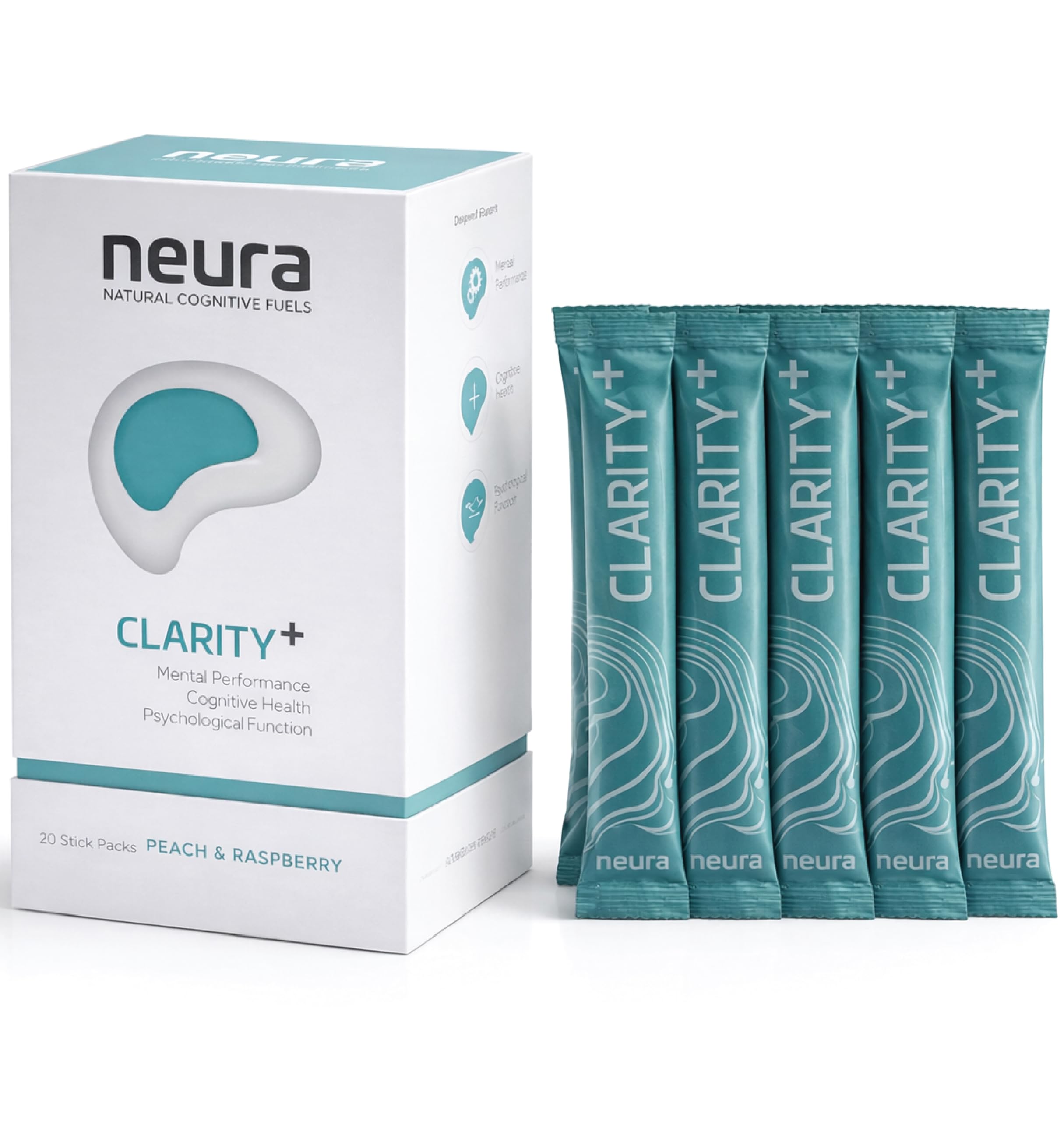 Neura Clarity+ Lion’s Mane Nootropic Drink – Brain Focus & Mental Clarity – White Peach & Raspberry Flavour – 20 Sachets